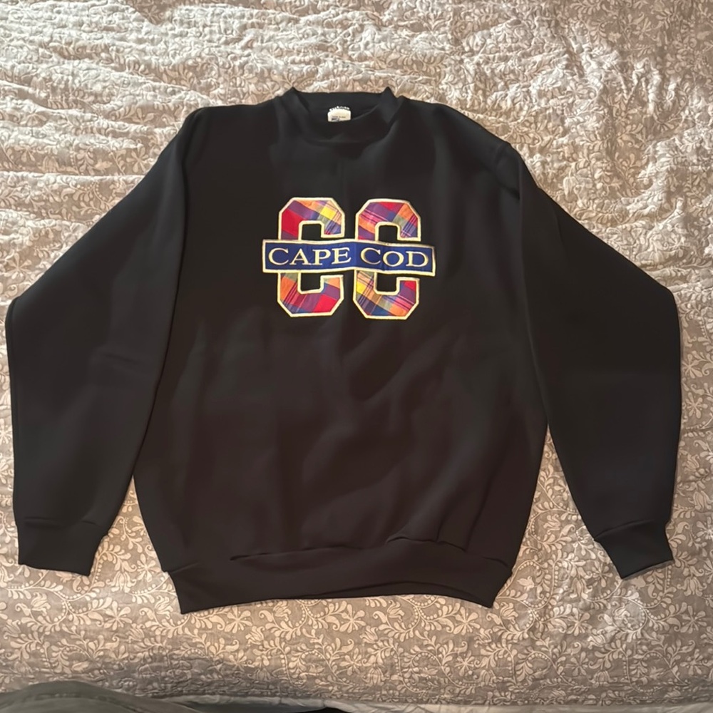 Vintage Salem Sportswear all Black Cape Cod Crewneck Sweatshirt Sz Lg